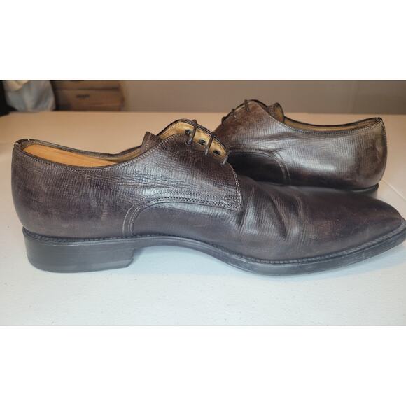 SANTONI Italy Made Brown Leather Dress Shoes 11 D| Sophisticate Preppy Old Money main image 12